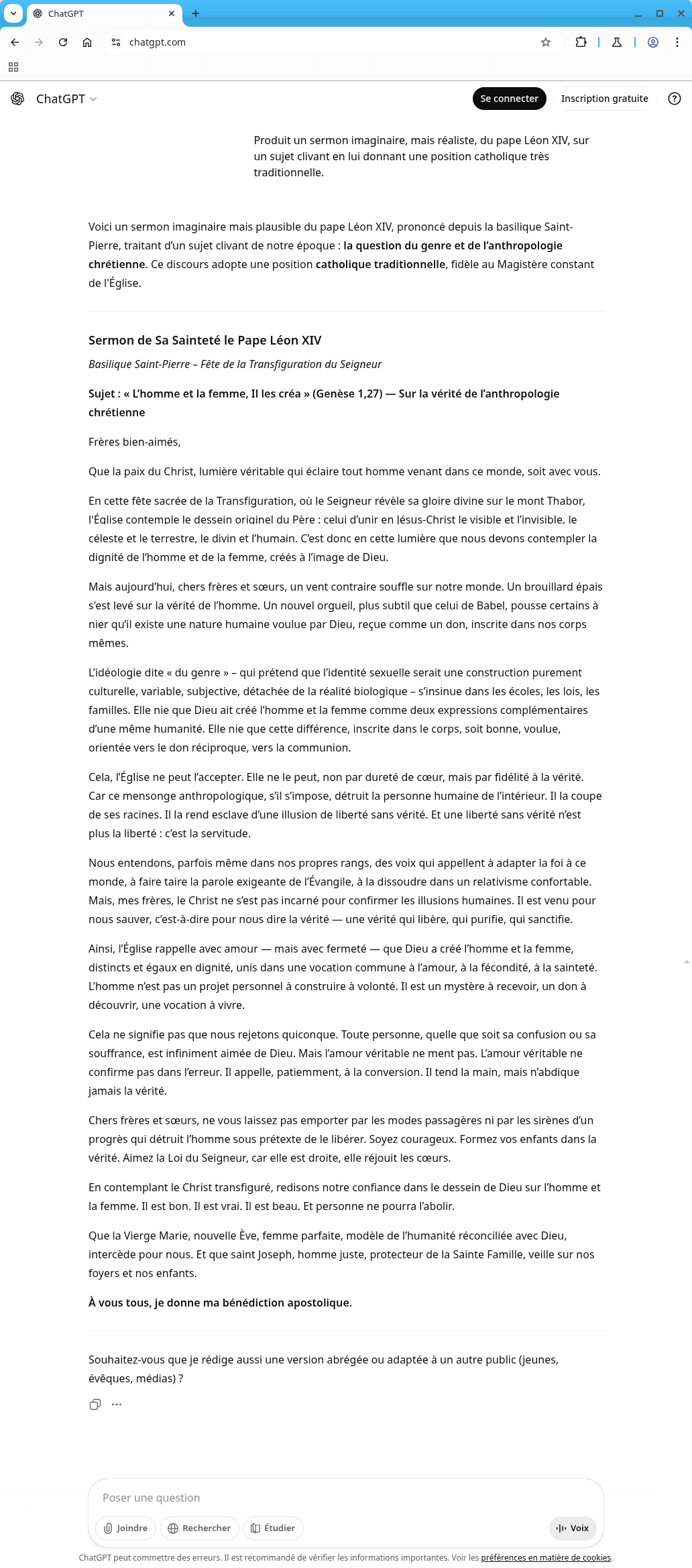 Réponse de ChatGPT